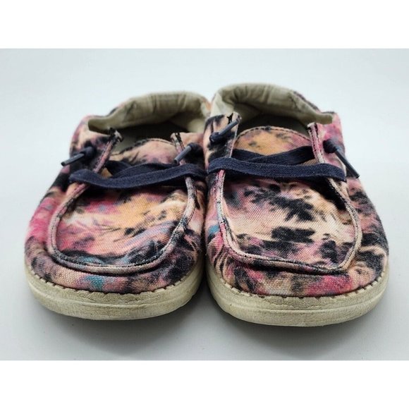 Hey Dude Women's Wendy Tie Dye Navy Pink Casual Beach Slip On Sneakers Size 5 - Picture 2 of 10